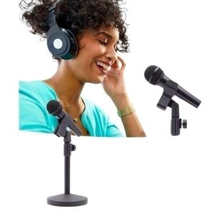 Movo TMC-5 Heavy Duty Desktop Microphone Stand Weighted Round Base Black